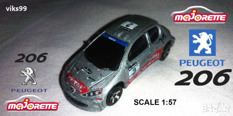 Peugeot 206 WRC (Nr. 205B) clarion / TOTAL / 2 Majorette, снимка 1