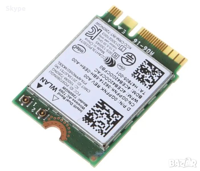 wifi m2 m.2 nvme Dell Intel Dual Band Wireless-AC 7260 7260NGW NGFF M.2 Bluetooth K1KF, снимка 1