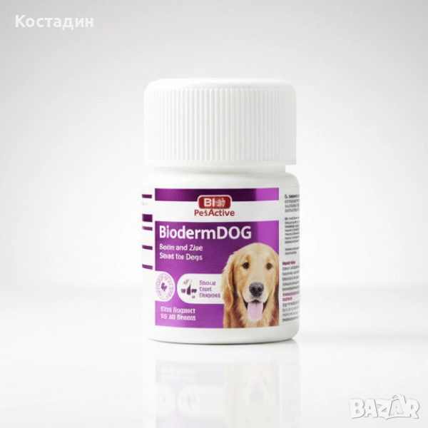 Хранителна добавка за Кучета - за Здрава Кожа и Козина - 75бр. - BiodermDOG - Bio PetActive, снимка 1