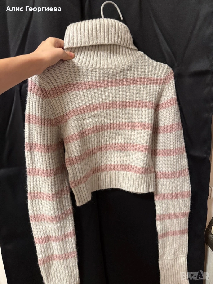 Бяло-розов пуловер, снимка 1
