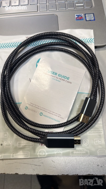 Warrky 4K Ultra HD DisplayPort към HDMI качествен кабел (1.8М), снимка 1