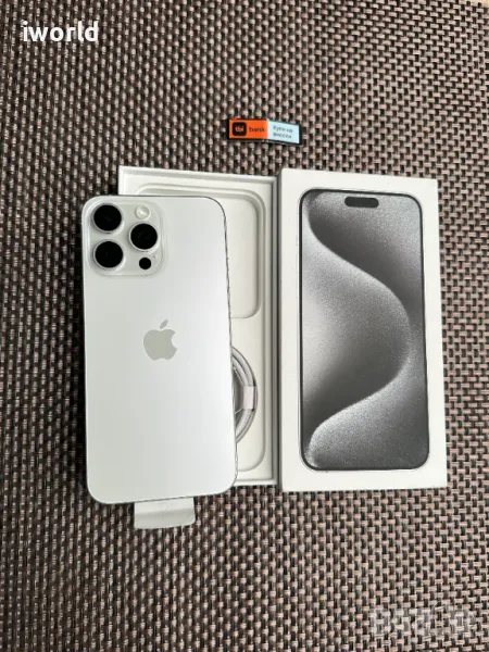 НОВ❗️ ГАРАНЦИЯ❗️ iPhone 15 Pro Max ❗️ Лизинг от 80лв/м ❗️ White Titanium / 256Gb, снимка 1