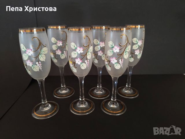Комплект от 6 броя кристални чаши , снимка 1 - Чаши - 46413835