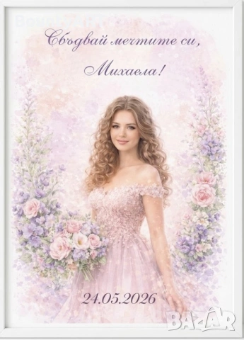 Персонализиран постер/портрет от снимка. Подарък за Абитуриенти, снимка 7 - Подаръци за жени - 53906397