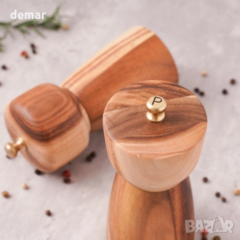 Комплект мелнички за сол и черен пипер с тава, регулируеми керамични, снимка 9 - Аксесоари за кухня - 52733531