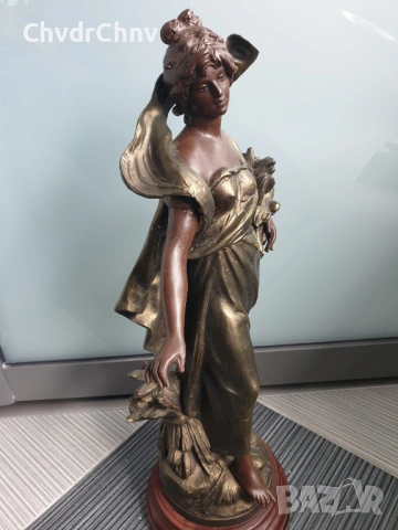 52см-4кг Moreau ЦАМ статуетка/стара френска скулптура/фигура на жена с цветя и шал, снимка 2 - Статуетки - 54192902