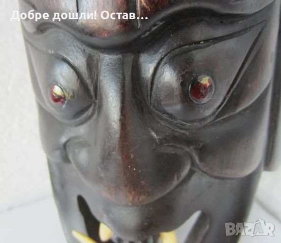 Японска маска за стена от дърво, дявол, антика, снимка 4 - Декорация за дома - 45992904
