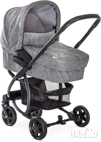 3 в 1 Бебешка Количка - Hauck Malibu 4 Trio Set H-14608, Столче за Кола и Кош за Новородено, Сива!, снимка 6 - Детски колички - 52361051