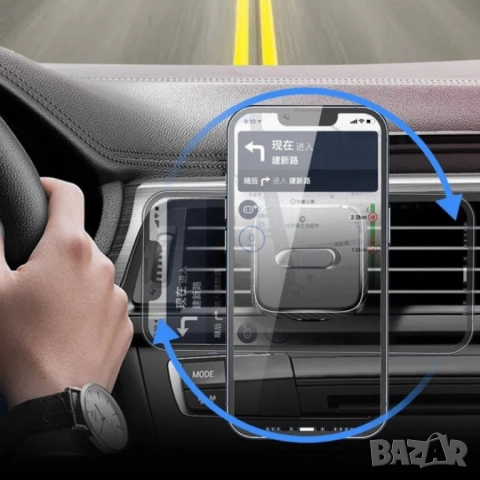 Магнитна поставка за телефон с 4 магнита във форма на квадрат с възможност на въртене на 360 градуса, снимка 3 - Други стоки за дома - 52098521