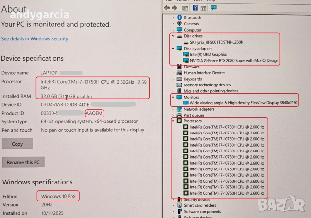 NVidia RTX 2080 8GB/4K UltraHD 100% Adobe/Intel Core i7-10750H/32GB RAM/1TB SSD/Lenovo ThinkPad T15g, снимка 15 - Лаптопи за работа - 52009616