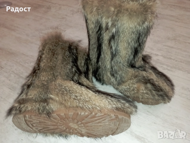 Ботуши естествена кожа от вълк с много Пух, много топли, снимка 4 - Дамски ботуши - 52537208