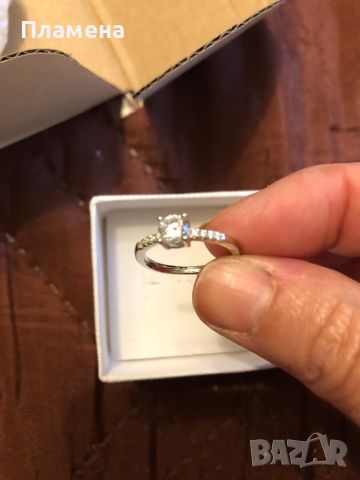 Сребърен нов годежен пръстен , снимка 2 - Пръстени - 45994836