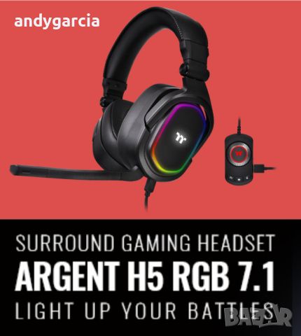 Thermaltake Argent H5 RGB 7.1 Surround 50mm USB геймърски слушалки чисто нов запечатани