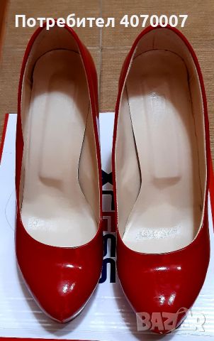 Червени лачени обувки, снимка 1 - Дамски обувки на ток - 45447928