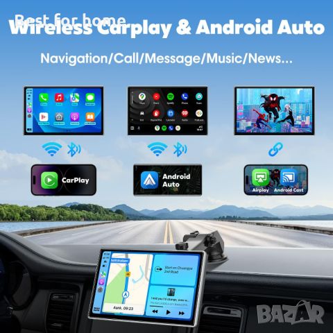 Мултимадия Westods Wireless Apple Carplay & Android Auto, преносим 7" HD IPS екран за кола, GPS нави, снимка 3 - Аксесоари и консумативи - 46709222