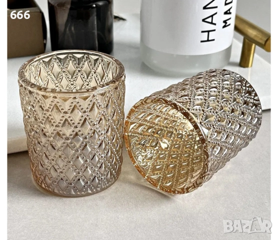 Комплект 12 броя стъклени свещници , снимка 5 - Други стоки за дома - 54130079