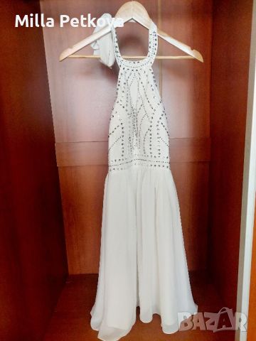 Бяла рокля с камъни, снимка 1 - Рокли - 45108574