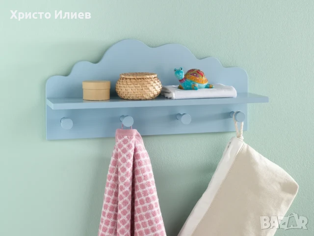 Детска закачалка за стена Облак Син Бял , снимка 2 - Мебели за детската стая - 50961385