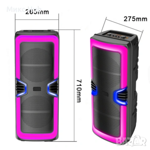 Bluetooth караоке тонколона GY-8847 с Led осветление , снимка 3 - Bluetooth тонколони - 53651254