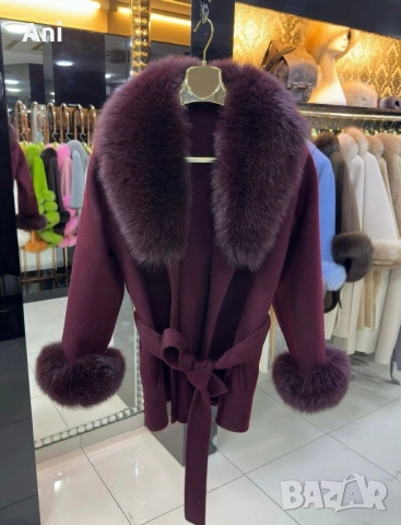 Палто от кашмир с естествен косъм, снимка 17 - Палта, манта - 53839414