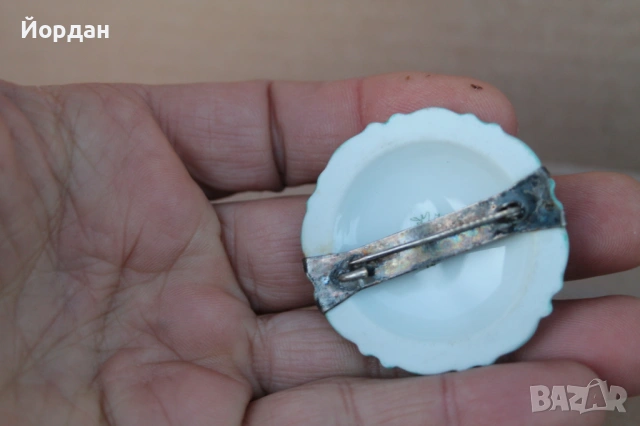 Немска порцеланова брошка ''Rosenthal'' със сребърна игла, снимка 6 - Антикварни и старинни предмети - 54044112