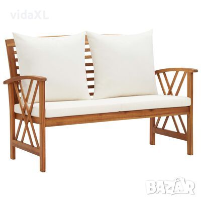 vidaXL Градинска пейка с възглавници, 119 см, акация масив(SKU:310270