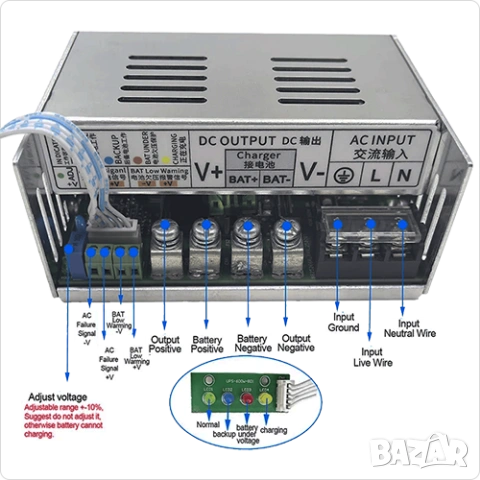 Непрекъсваемо  захранване , UPS 500W 12V Lead-Acid Battery , Захранване CCTV , 3D принтер , снимка 3 - Друга електроника - 53842918