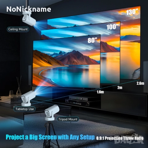 Magcubic HY300 Pro+ 4K Android 11 Преносим проектор 8000 лумена WiFi6, BT5.4 Външно кино 5W HiFi, снимка 7 - Плейъри, домашно кино, прожектори - 52650497