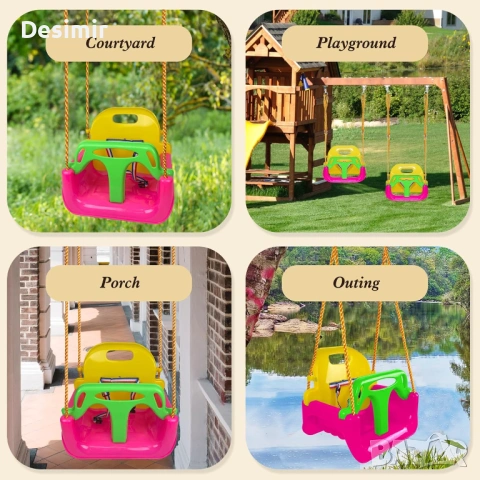 Детска люлка 3-в-1 KINSPORY – расте заедно с детето (тъмно розова), снимка 5 - Други стоки за дома - 53039668