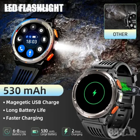 Мъжки смарт часовник с LED фенерче LaNikar, снимка 2 - Друга електроника - 49940954