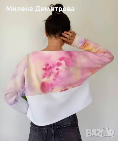 Къса ръчно рисувана блуза , снимка 10 - Суичъри - 50078098