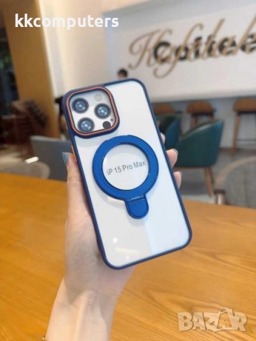 Калъф силикон MagStand Cover Прозрачен / Тъмносиня рамка / за iPhone 17 Pro 6.3 Баркод : 3132541