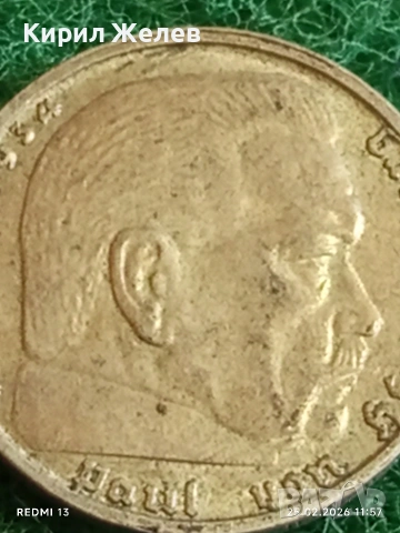 Сребърна монета 2 райхсмарки 1938г. Германия Трети Райх с Свастика за КОЛЕКЦИОНЕРИ 53073, снимка 9 - Нумизматика и бонистика - 53616251