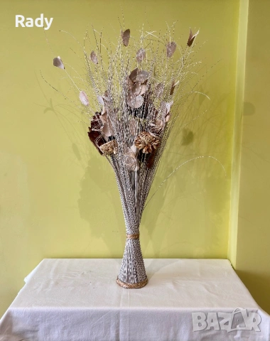 Декорация: сноп, плата, панерки и сухи цветя, снимка 2 - Декорация за дома - 30118906