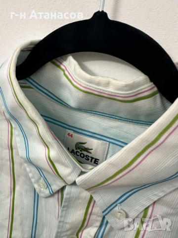 Риза Lacoste - Regular Fit XXL (бяло, зелено и синьо), снимка 3 - Ризи - 44996004