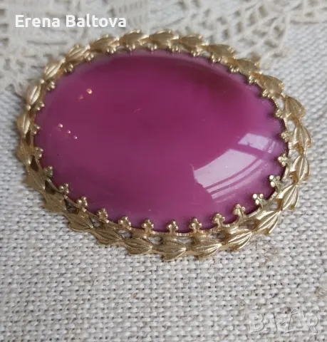 🌸🌷🌿🍀🌸 Винтидж брошка рубин  кабошон 