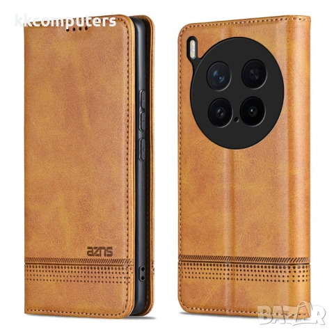 AZNS Калъф-портфейл за vivo X300 Pro 5G- Кожен PU, Магнитен, Стойка, 3 слота за карти, Вкл. Протекто, снимка 4 - Калъфи, кейсове - 53007389
