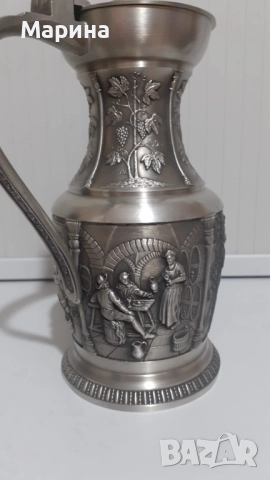 Комплект за вино от калай Antik*Vintage #114, снимка 3 - Антикварни и старинни предмети - 52419973