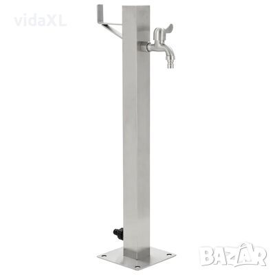 vidaXL Градинска чешма, неръждаема стомана, квадратна колона, 65 см（SKU:45454