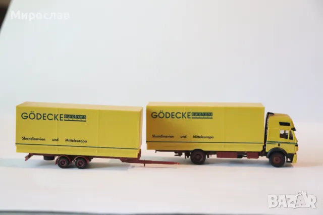 HERPA H0 1/87 MERCEDES КАМИОН МОДЕЛ КОЛИЧКА TIR ВЛЕКАЧ, снимка 6 - Колекции - 50362086