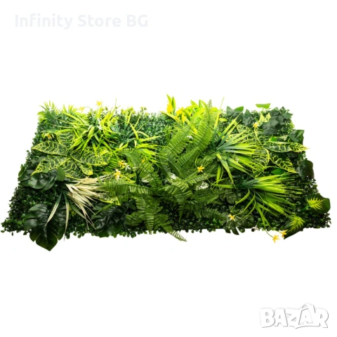 🌿 Декоративно зелено пано с изкуствени цветя – свежест и стил за вашия интериор! 🌿
