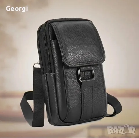 Малки, Компактни, Дисплей чантички - Черна естествена кожа / многофункционални, снимка 2 - Чанти - 49634313