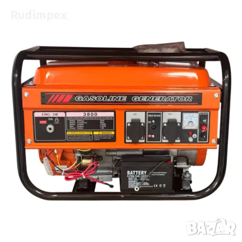 Генератор за ток 3.5 kW, 7.5 HP, бензинов, монофазен, AVR, 100% медни намотки, с електрически старте, снимка 3 - Генератори - 49843247