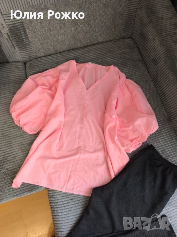 Блуза с обемни ръкави, 100% памук, снимка 1