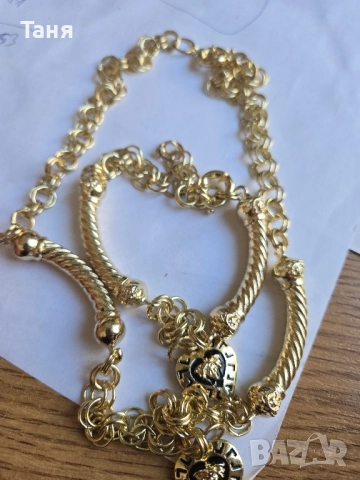 Златен комплект с покритие 14к , кокъл, тип версаче