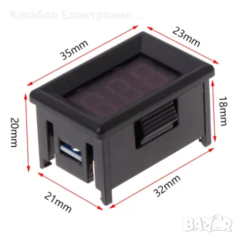 Цифров волтметър 30V DC LED червен 0.36" за автомобилен панел, снимка 4 - Друга електроника - 47212959