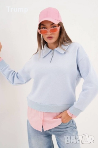 Мека и топла блуза, суитчър. Високо качество!с цип, яка