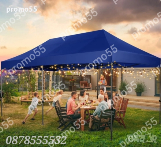 Шатра 3х4.50 с Гумирано Покривало, Усилена Шатра Хармоника в Пет Цвята, снимка 4 - Градински мебели, декорация  - 51515418