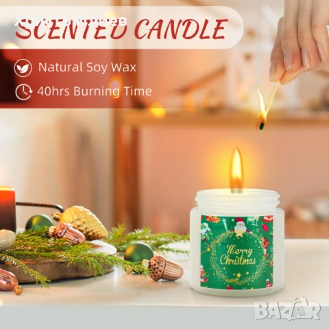 Коледен подаръчен комплект Термо чаша Гривна Коледни чорапи Свещ Бомбичка за баня Кутия Картичка, снимка 5 - Коледни подаръци - 50685570