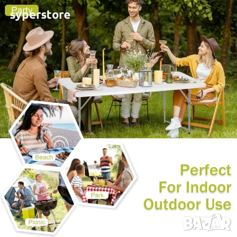 🪑 Сгъваема туристическа маса 120x60 см Digital One SP01107 – Компактна, удобна и идеална за къмпинг, снимка 12 - Къмпинг мебели - 50739986